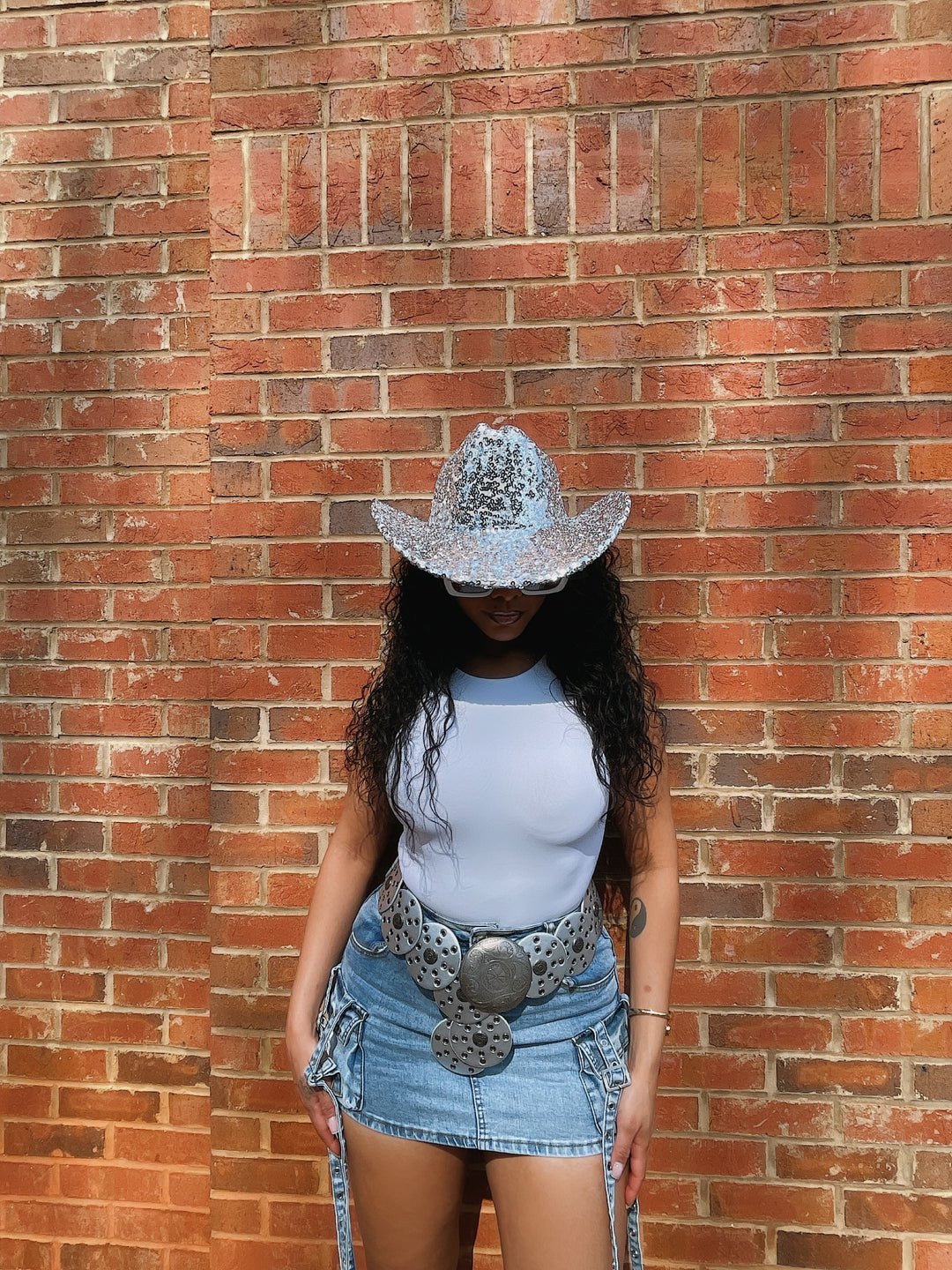 Sparkling Rebel Cowgirl Hat (Silver)